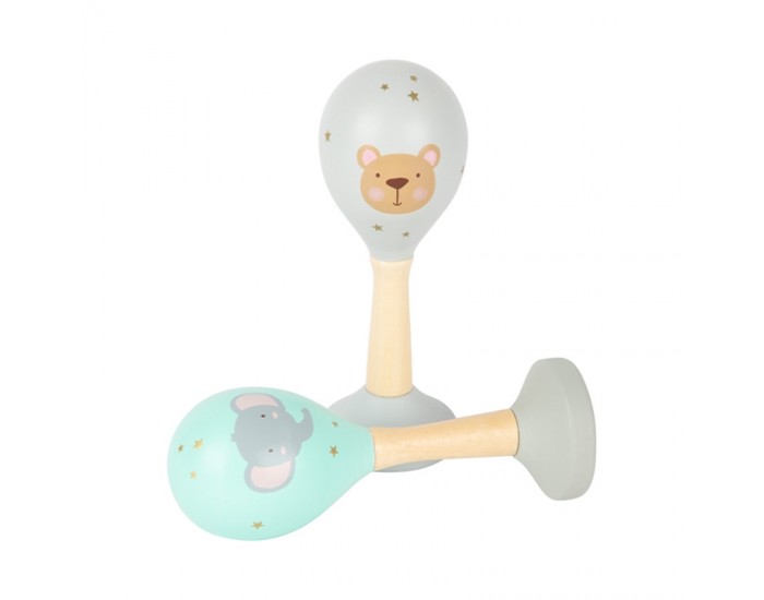 Small Foot Маракаси, дървени, в пастелни цветове, 2 броя