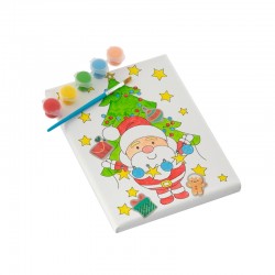 Grafix Платно за оцветяване Дядо Коледа, със стикери, с четка и бои, 20 х 15 cm - Decorațiuni