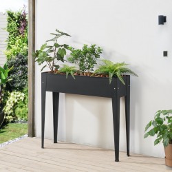 Повдигната леха Lelystad, размери  97x24x20 см,  Стомана,  Антрацит цвят - Grădină