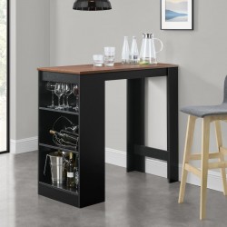 Бар плот Kouvola, размери 110x50x103 см с 3 рафта,  Цвят черен,  орех  - Mese de bar