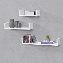 Окачен рафт Vennesia Комплект от 3 бели мат - Living