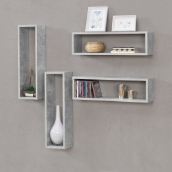 Окачен рафт Fragernes, размери  59x15x17cm,  Комплект от 4 бр., Бетонов вид цвят - Living