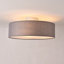 Плафониера Omaha, 3xE27, Ø 45 cm, органза, сив - Lustre de tavan