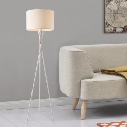 Подова лампа , Grenoble, 154 cm, Бяла, Метал, Текстил, E27 - Lux.pro