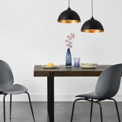 Комплект пендели, 2 броя, Метал, Черен-Златист, 2xE27 - Lustre de tavan
