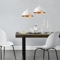 Комплект пендели, 2 броя, Метал, Бял-Златист, 2xE27 - Lustre de tavan