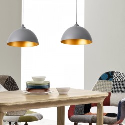 Пендел Toulon, Метал, Сив,Златист, 2xE27, Комплект, 2 броя - Lustre de tavan