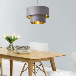 Интериорен пендел Lopar E27 метал/текстил, черен/златист абажур Ø 30 cm - Lustre de tavan