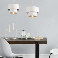 Интериорен пендел  Lopar E27 Метал/Текстил, Бял/Сребрист абажур Ø 30 cm - Lustre de tavan