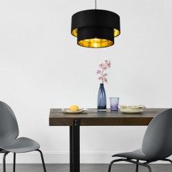 Интериорен пендел  Lopar E27 Метал/Текстил, Черен/Златист абажур Ø 40 cm - Lustre de tavan