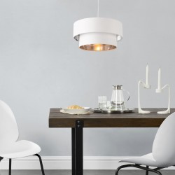 Интериорен пендел  Lopar E27 Метал/Текстил, Бял/Сребрист абажур Ø 40 cm - Lustre de tavan