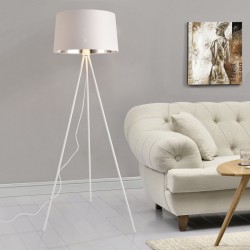 Подова лампа Manchester, триножник, E27 метал, текстил, бяло-сребриста,150 cm - Lux.pro