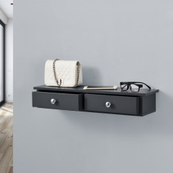 Стенен рафт Geeste, размери 10x60x15 см с 2 чекмеджета, Тъмно сив - Living