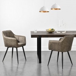 Фотьойл Birmingham, еко кожа, метални крака, 79x56x53,5 cm, таупе - Scaune de dining