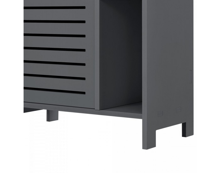 Шкаф за баня Vansbro, размери 96x48x24 см,  WPC,  Тъмносив цвят