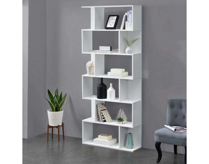 Етажерка за книги Oxford  с 6 рафта 192 x 80 x 24 cm ПДЧ Бяла