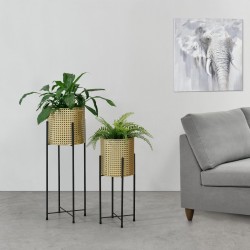 Стойка за саксия Mol 2-бр. Черно злато - Decorațiuni