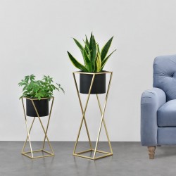 Стойка за саксия Mons,  2-бр.,  Черно-злато цвят - Decorațiuni