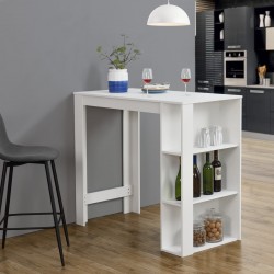 Бар плот Danderyd, размери 120x60x106 см,  с 3 рафта,  Бял цвят - Mese de bar