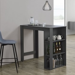 Бар плот Danderyd 120x60x106 см,  с 3 рафта, Тъмно сив цвят - Mese de bar