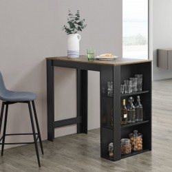 Бар плот Danderyd, размери 120x60x106 см,  с 3 рафта, цвят черно, дърво - Mese de bar