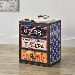 Скрин United States с 3 чекмеджета, 50 x 40 x 30 cm, индустриален дизайн, еко кожа,MDF, многоцветен - Măsuțe de living