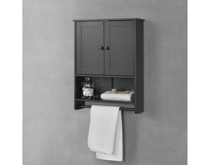 Шкаф за баня Steyr, размери  65x49x15 см, Тъмно сив цвят,  MDF