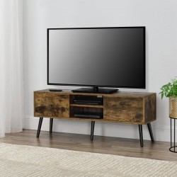 ТВ маса Eskilstuna, размери 120 x 29,5 x 46,5 см,  с 2 врати на шкафа и 2 рафта,  в цвят Тъмно дърво - Comode TV