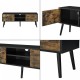 ТВ маса Eskilstuna, размери 120 x 29,5 x 46,5 см, с 2 врати на шкафа и 2 рафта, Черно, Тъмно дърво
