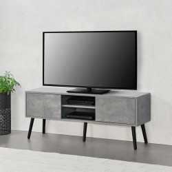 ТВ маса Eskilstuna, размери 120 x 29,5 x 46,5 см,  с 2 врати на шкафа и 2 рафта, Бетонен вид цвят - Comode TV