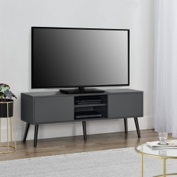 ТВ маса Eskilstuna, размери 120 x 29,5 x 46,5 см,  с 2 врати на шкафа и 2 рафта, Тъмно сив цвят - Comode TV