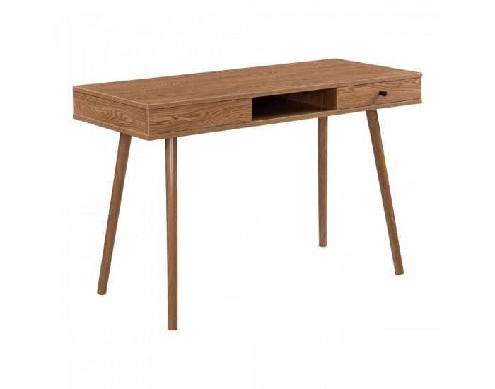 Бюро Habo с рафт и чекмедже, размери 115x48x74cm,  офис бюро,  компютърна маса,  метална рамка,  тъмно дърво