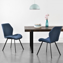 Трапезен стол Sarpsborg,  Комплект от 2 броя, тъмно син цвят - Scaune de dining