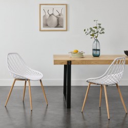 [Комплект от 2 дизайнерски трапезни стола  Пластмаса, Бял, 83x48x58 cm - Scaune de dining