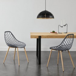 [Комплект от 2 дизайнерски трапезни стола  Пластмаса, Сив, 83x48x58 cm - Scaune de dining