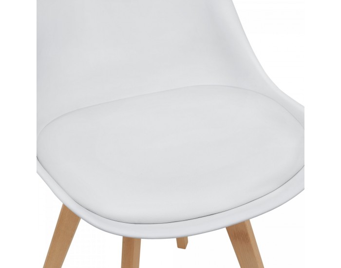 Трапезарен комплект  81 x 49 x 57 cm , 2 броя столове, тапицирани с изкуствена кожа с крака от буково дърво, Бели
