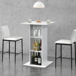 Барплот 70 x 70 x 110 cm, ПДЧ, 3 отделения за съхранение, Бял - Mese de bar