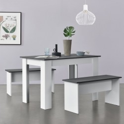 Комплект маса и пейка Hokksund, размери 110x70 см,  с 2 пейки,  Бяло, Сив цвят - Ustensile de bucătărie