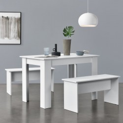Комплект маса и пейка Hokksund, размери  110x70 см,  с 2 пейки, в бял цвят - Ustensile de bucătărie