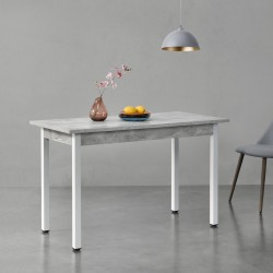 Трапезна Маса Den Haag, размери 120x60 см,  Стомана,  Бетон, Бял цвят - Mese de dining