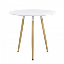 Кръгла маса за хранене Camille за 3-ма ø80cm x 75 cm MDF, Бяла, Ретро дизайн - Mese de dining
