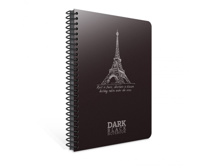 Gipta Dark Тетрадка 17 x 24 cm, с черни листове, PP корица, със спирала, 50 листа