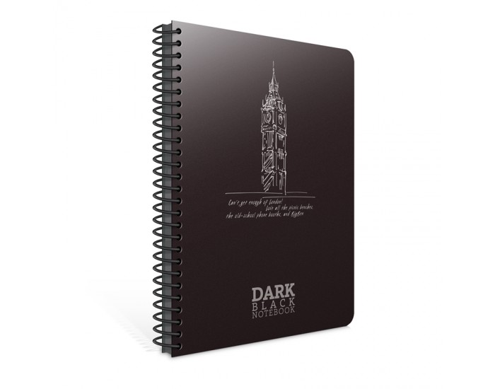 Gipta Dark Тетрадка 17 x 24 cm, с черни листове, PP корица, със спирала, 50 листа