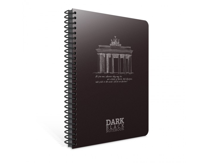Gipta Dark Тетрадка 17 x 24 cm, с черни листове, PP корица, със спирала, 50 листа
