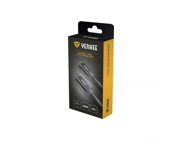 Yenkee Кабел USB Type-C към USB Type-C, 2 m, сив
