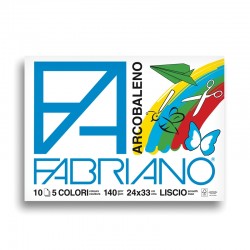 Fabriano Скицник за рисуване Arcobaleno, 24 x 33 cm, 140 g/m2, цветни листове, грапав, 5 цвята, 10 листа - Pânze și șevalete