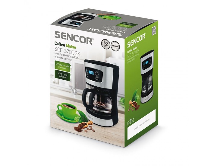 Sencor Кафеварка SCE 3700BK, със стъклена кана