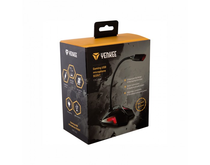 Yenkee Микрофон 1040 Scout, геймърски, USB, черен