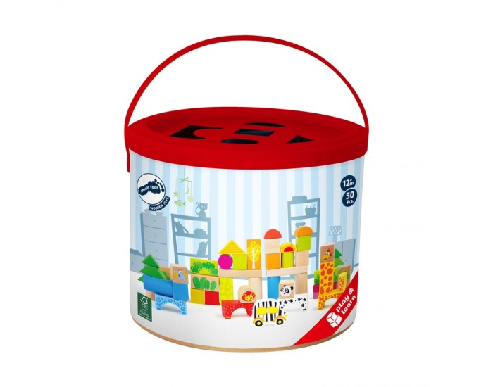 Small Foot Конструктор Зоопарк, дървен, 50 части