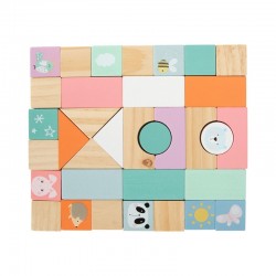 Small Foot Конструктор с количка, дървен, 34 х 27 х 36 cm, 35 части - Puzzle-uri și jocuri